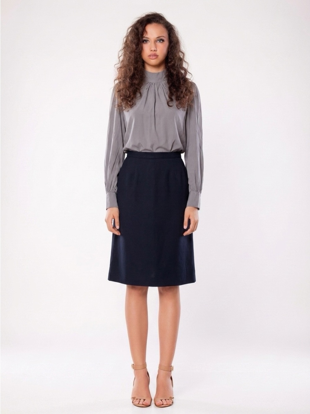 Vintage 1960s Pendleton Navy Blue Virgin Wool Midi Pencil Skirt Size 14
